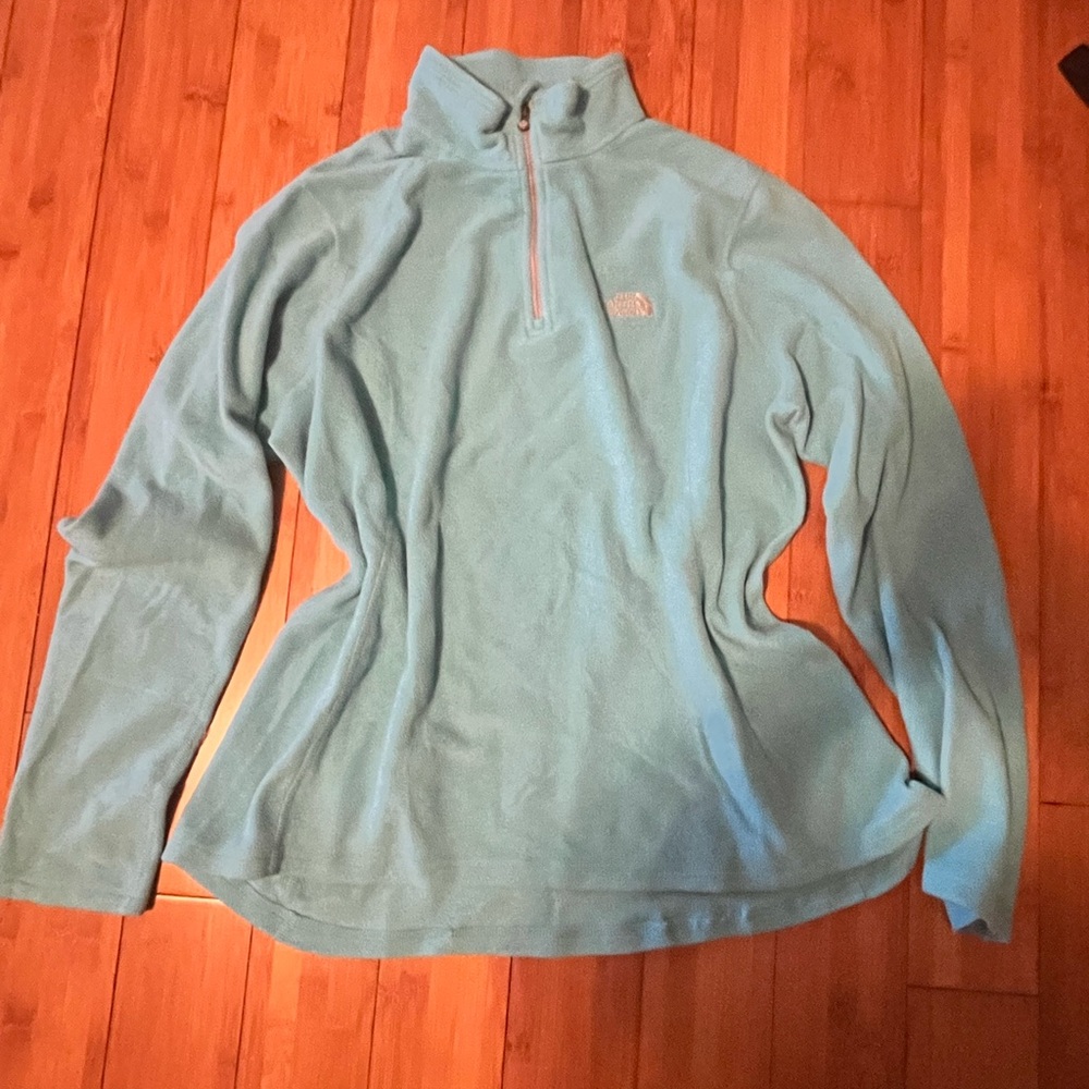 The North Face Blue Cowl Neck Sweater with Cozy Fleece Texture